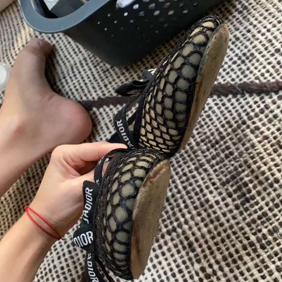 Dior Black Mesh Miss J'Adior Flats - Picture 6 of 7